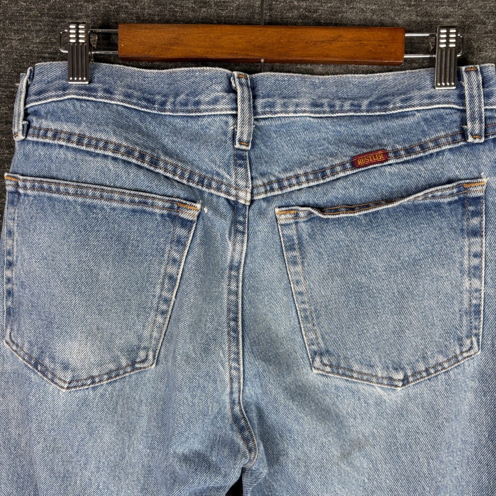 Rustler Straight Leg Denim Jeans Mens 32x30 Light Wash Cowboy Rodeo Western Y2K - Picture 6 of 12